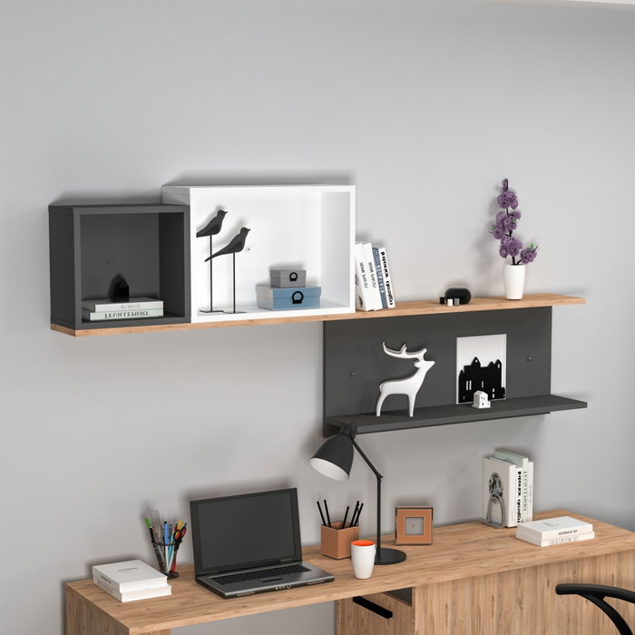 Hanah Home Estantería de Pared Atlantic Pine, Anthracite White
